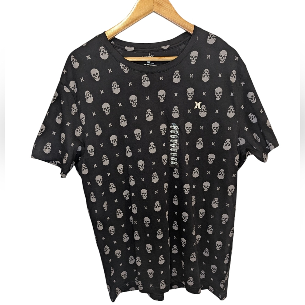 Hurley Skull Print Men's Short Sleeve Shirt Size Large